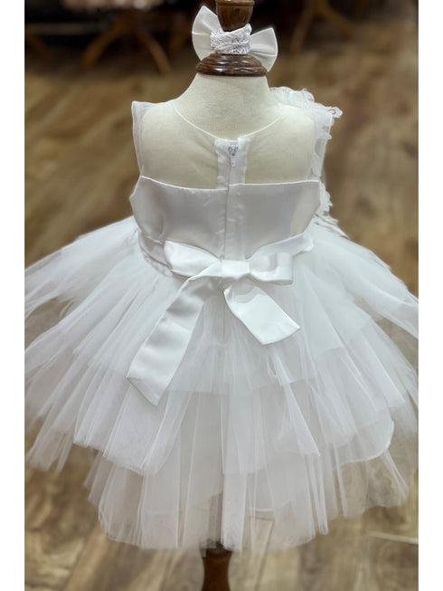 Baby Girls Lala & Erina Ivory Tulle Lace 3D Applique Flower Girl Dress 3-24M back